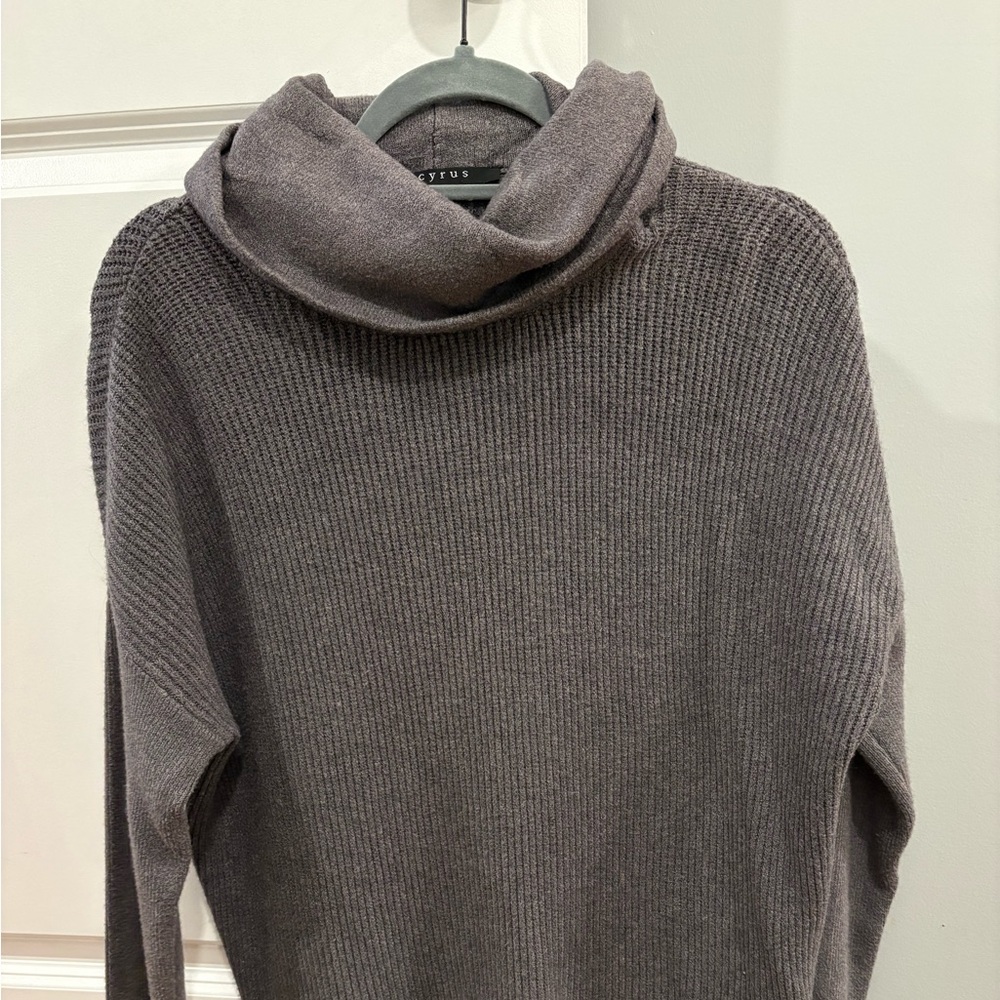 Cyrus Charcoal Ribbed Cowl Neck Sweater